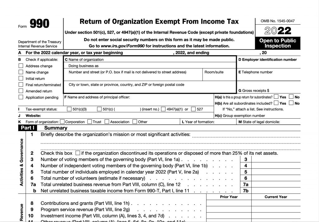 IRS Form 990 Questions